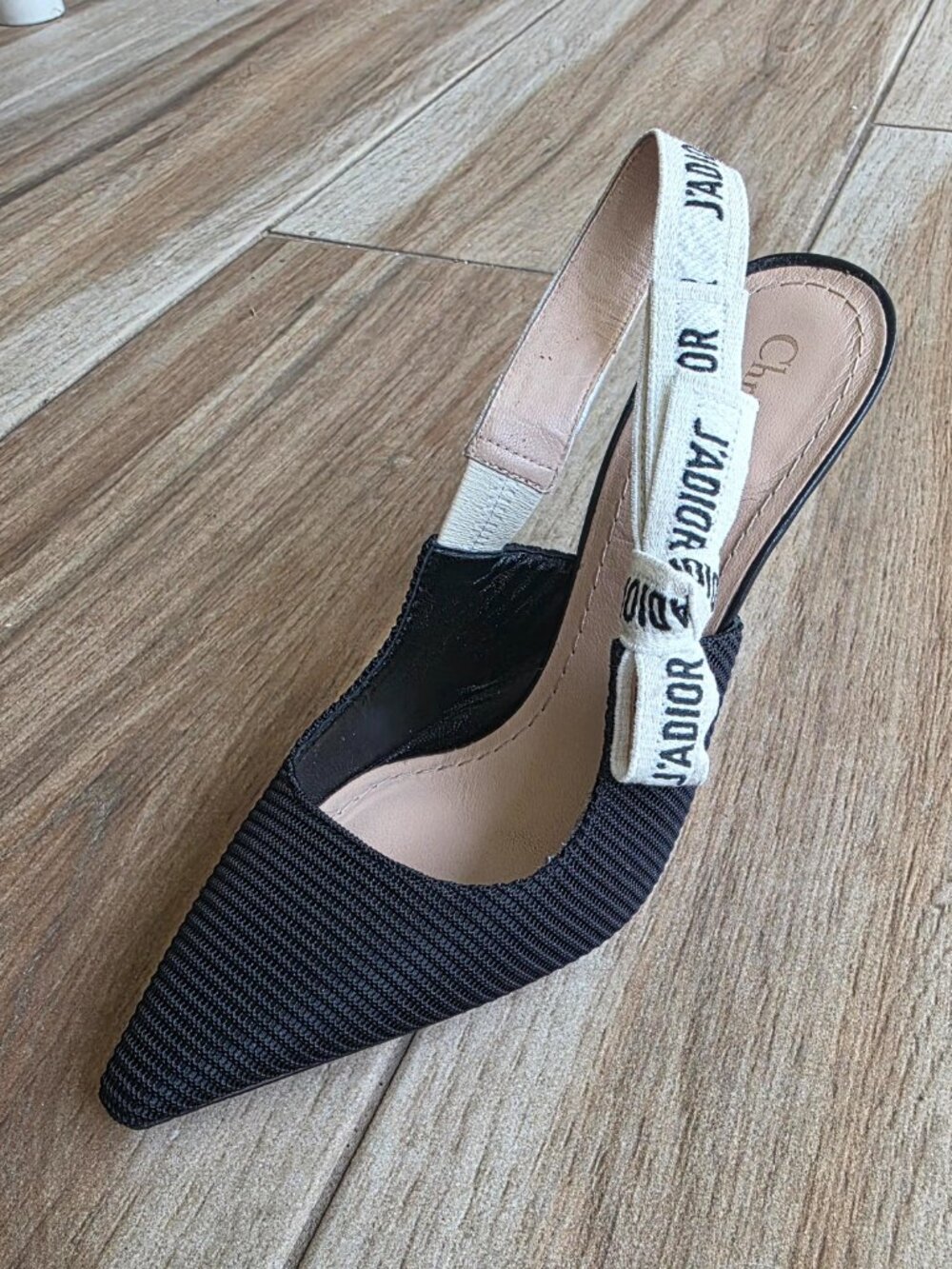 Dior J'Adior Slingback Black Technical Fabric Ribbon Pumps Eur. 35.5